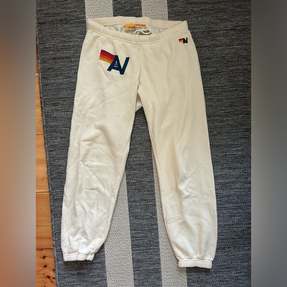 cream aviator nation sweatpants size large